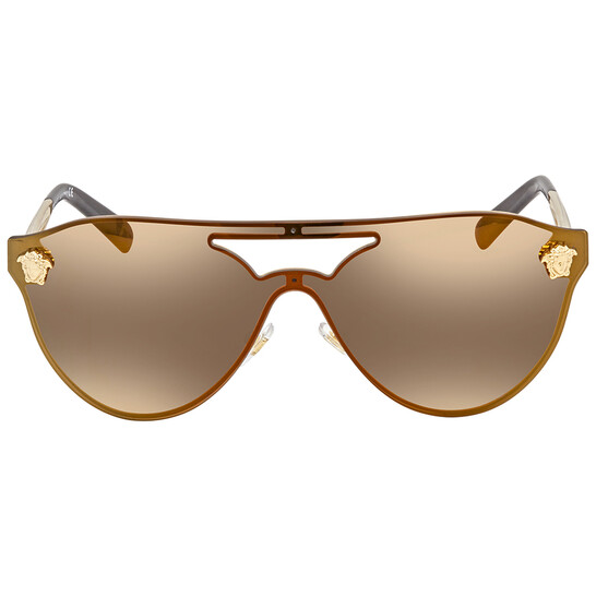 Versace Brown Mirror Gold Pilot Sunglasses VE2161 1002F9 42
