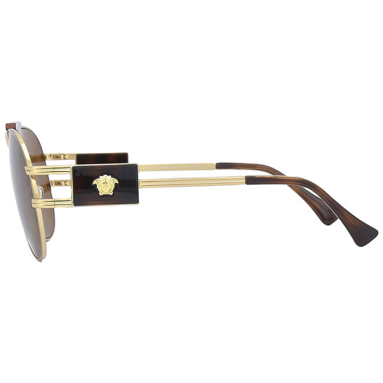 メヴィウス Versace Brown Pilot Men's Sunglasses VE2252 147073 63