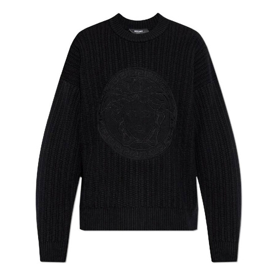 versace ニット　archive Versace Sweater with logo finished with shimmering crystals