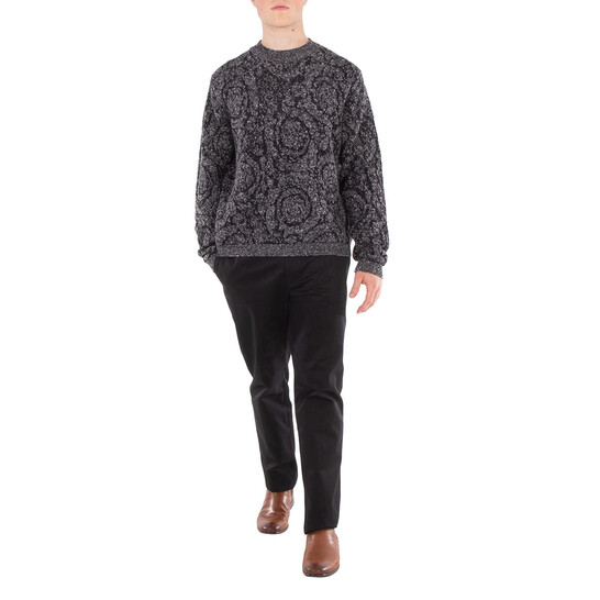 Versace Cable-Knit Barocco Sweater, Brand Size 46 ( US Size