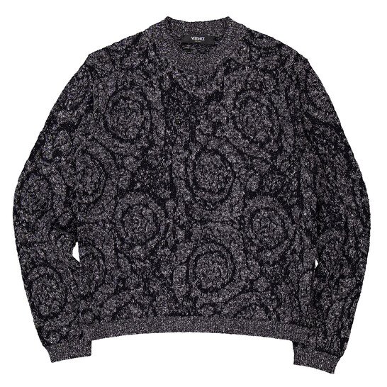 Versace Cable-Knit Barocco Sweater, Brand Size 46 ( US Size