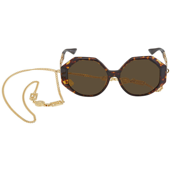 Versace Dark Brown Geometric Ladies Sunglasses VE4395 534673  display picture 1