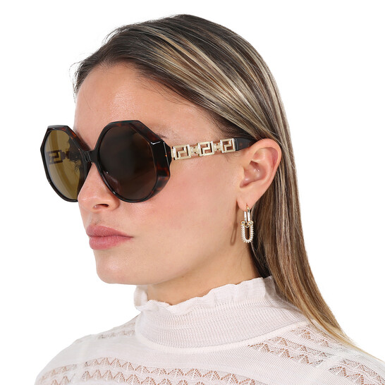 Versace Dark Brown Geometric Ladies Sunglasses VE4395 534673  display picture 2