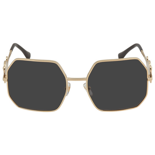VERSACE Gold Dark Grey Women\'s 64 mm Sunglasses Versace Dark Grey Round Ladies Sunglasses VE4438BF GB1/87 52  main image 3