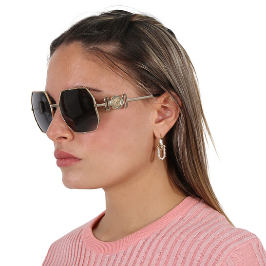 ? NEWEST VERSACE VE2248 100287 GOLD GREY SQUARE SUNGLASSES VERSACE VE2248 100287 Gold / Grey 58-19-145 Sunglasses New  main image 3