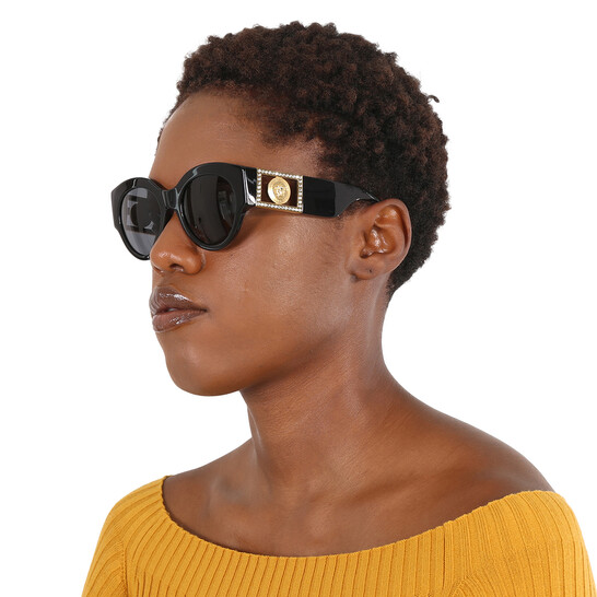 Versace Dark Gray Round Ladies Sunglasses VE4438B GB1/87 52