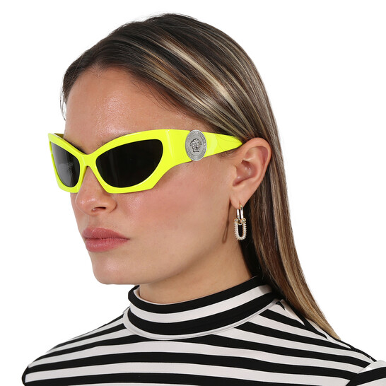 サングラス VERSACE Woman Sunglasses Yellow 0VE4475 548687 Versace VE4475 548687 Yellow Sunglasses for Men and Women