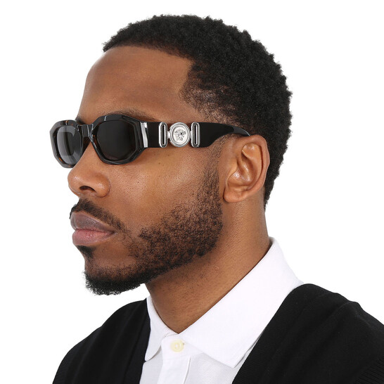 Versace Dark Grey Geometric Unisex Sunglasses Versace Dark Grey Geometric Unisex Sunglasses VE4361 539787  main image 4