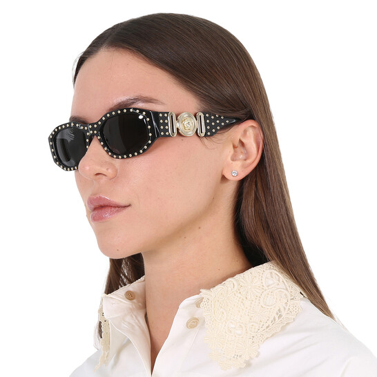 Versace Dark Grey Geometric Unisex Sunglasses VE4361 539787  display picture 2