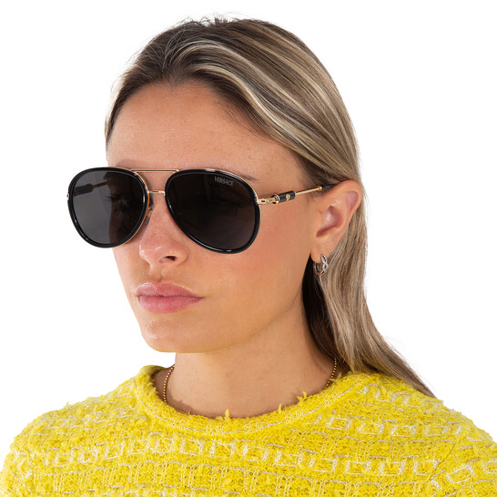 Versace Dark Grey Pilot Unisex Sunglasses VE2260 100287 60  display picture 1