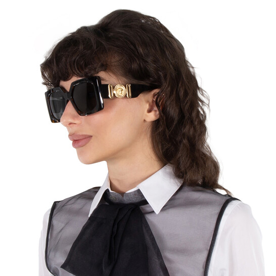 Versace VE4478U GB1/87 Square Sunglasses - Black/Grey Versace VE4478U (55 - 17) with Grey lenses and Black frame  main image 3
