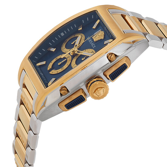 Versace Dominus Chronograph Quartz Blue Dial Two-Tone Men's Watch