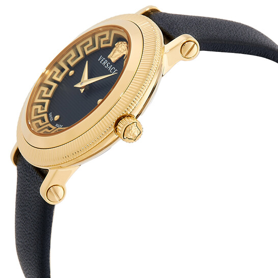 腕時計その他 Versace Greca Flourish Leather Watch Versace Greca Flourish Black Leather Strap Watch - 172ZKA