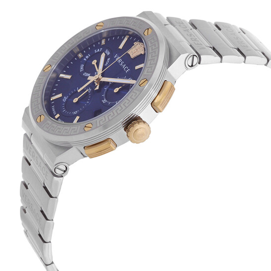 Versace Greca Logo Chronograph Quartz Blue Dial Men's Watch