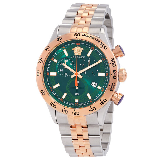 VERSACE 腕時計 VE2U00924 メンズ クロノグラフ グリーン文字盤 Versace Hellenyium Chronograph Quartz Green Dial Men's Watch