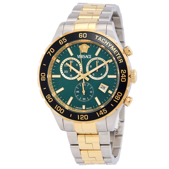 Versace Hellenyium Chronograph Quartz Green Dial Men's Watch VEPCA0524