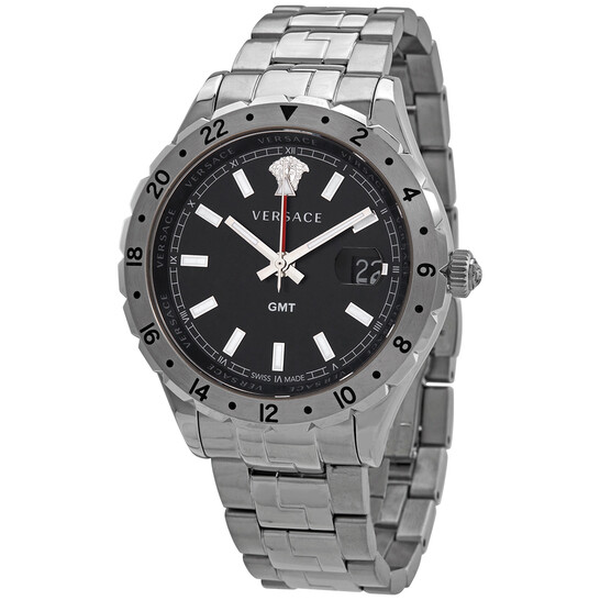 VERSACE V11020015 ヘレニウム GMT ウォッチ 黒×銀 関税込 VERSACE V11020015 ヘレニウム GMT ウォッチ 黒×銀 関税込