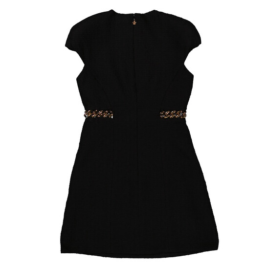 Versace Ladies Black Woven Chain-Link Mini Shift Dress
