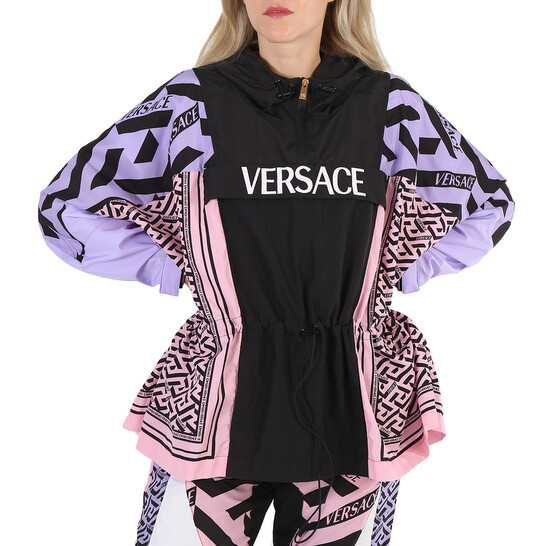 Versace Ladies Greca Combo Hooded Parka, Brand Size 38 (US Size 2