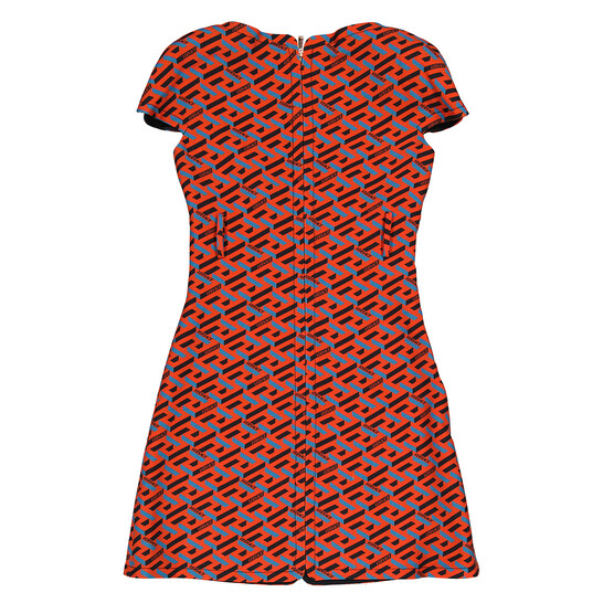 Versace Ladies La Greca Monogram Print Belted Wool Mini