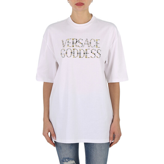 Versace Ladies Optical White Studded Versace Goddess Cotton