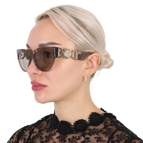 サングラス VERSACE Woman Sunglasses Brown 0VE4440U 5407/3 Versace Light Brown Cat Eye Ladies Sunglasses VE4440U 5407/3