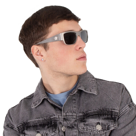 Versace Light Grey Mirror Black Square Men's Sunglasses VE2262