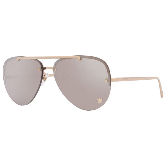 Versace Light Grey Silver Mirror Pilot Ladies Sunglasses  display picture 1