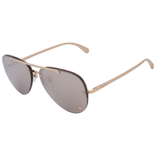Versace Light Grey Silver Mirror Pilot Ladies Sunglasses  display picture 3