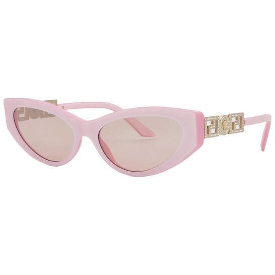 Versace Light Pink Mirror Silver Cat Eye Ladies Sunglasses