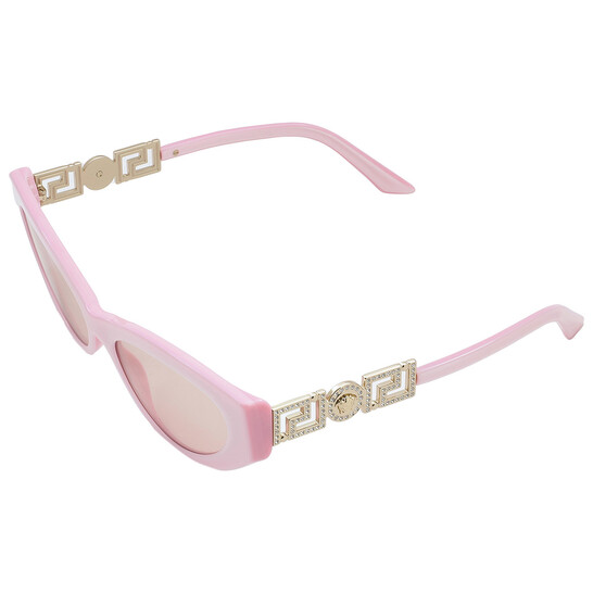 サングラス VERSACE Woman Sunglasses Pink 0VE4470B 5473/5 Versace Light Pink Mirror Silver Cat Eye Ladies Sunglasses