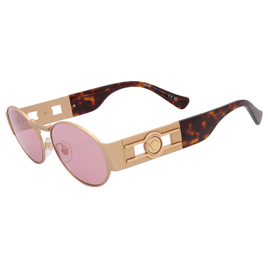 サングラス VERSACE Woman Sunglasses Gold 0VE2264 100284 VERSACE VE2264 100284 Matte Gold Pink Unisex 56 mm