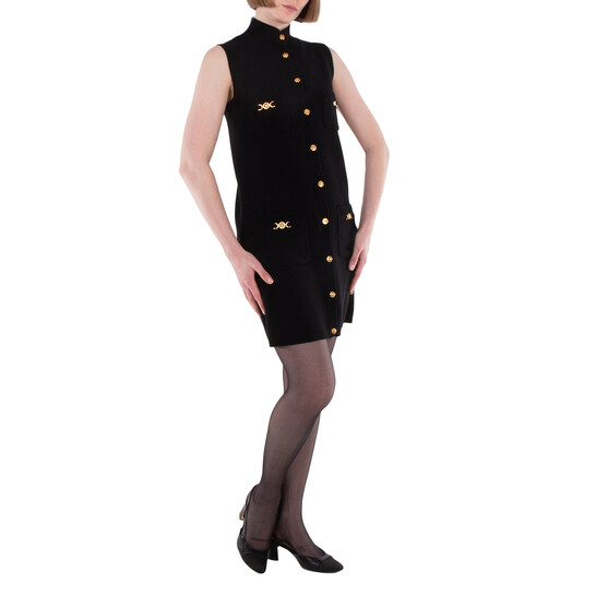 Versace Medusa 95 Shift Knit Cashmere-Blend Mini Dress, Brand Size