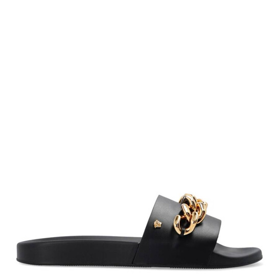 Versace Medusa Chain Leather Slides, Brand Size 40 ( US Size  display picture 1