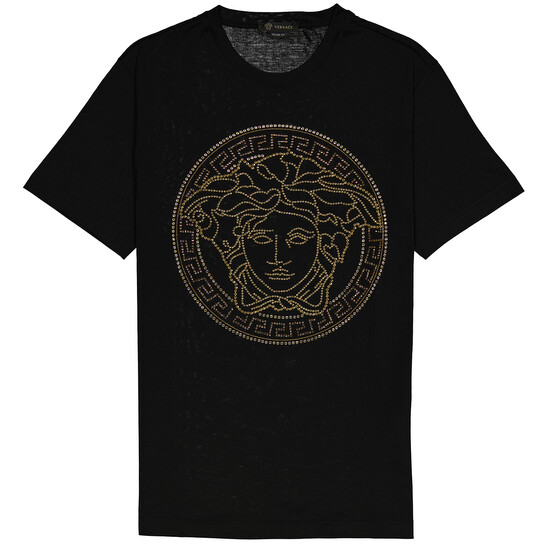 Versace Medusa Logo Crystal-embellished T-shirt, Size Medium