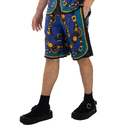 Versace Medusa Harness-Print Silk Twill Shorts, Brand Size