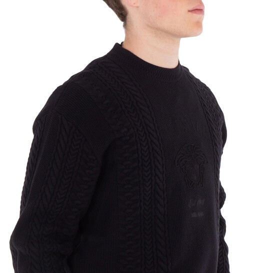 Versace Medusa Milano Cable-Knit Sweater, Brand Size 50 (US Size