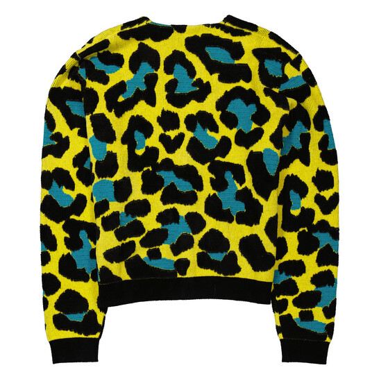 Versace Acid Lime Long Sleeve Leopard Sweater, Brand Size 46 (US