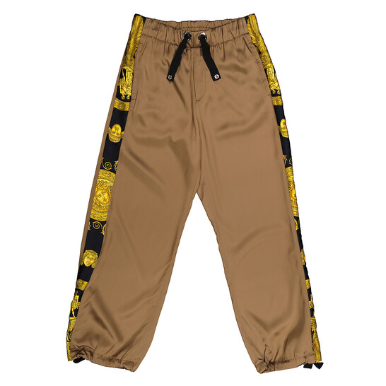 Versace Men's Black And Gold Barocco Print Track Pants, Brand Size