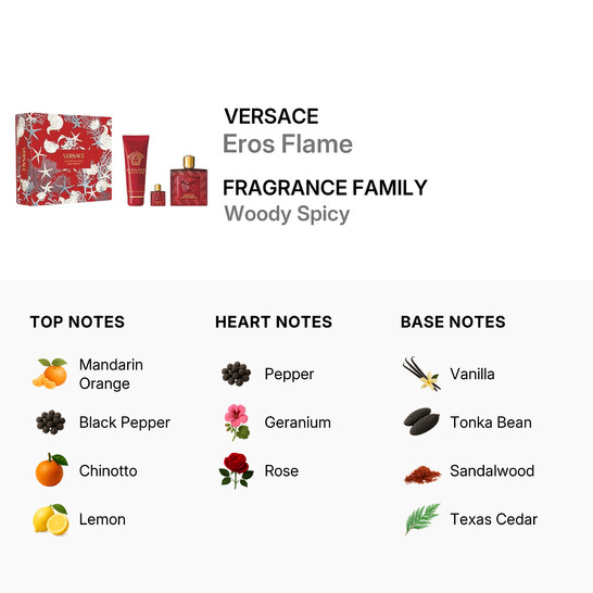 Versace Men's Eros Flame 3pcs EDP Gift Set Fragrances