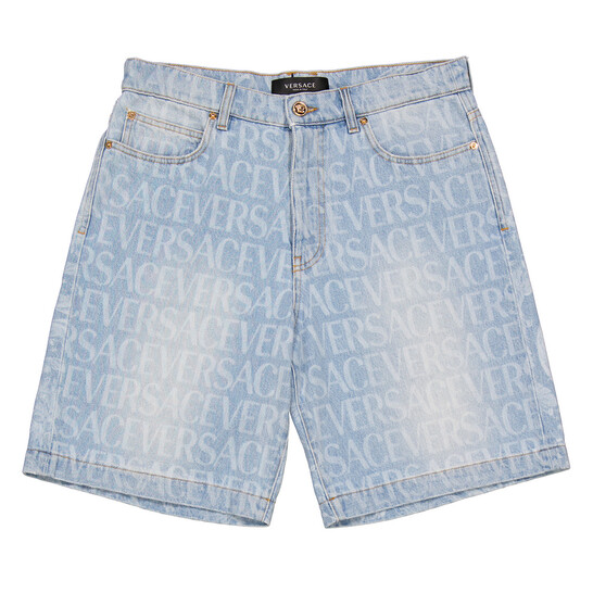 Mens Shorts Versace Blue Shorts Versace Men's Light Blue Allover