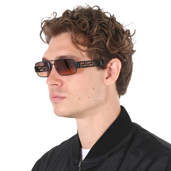 Versace Orange Gradient Light Grey Rectangular Men's