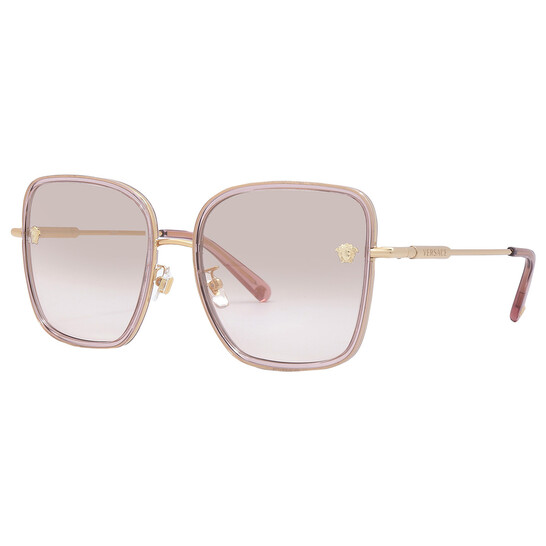 Versace Pink Mirror Gradient Square Ladies Sunglasses