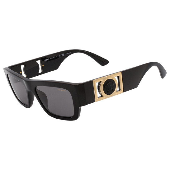 Versace Polarized Dark Gray Rectangular Men's Sunglasses