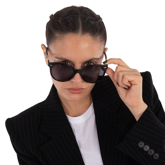 New Versace VE4442 GB1/81 Polarized Black Round Sunglasses Versace VE4442 GB1/81 Black/Dark Grey Round Women main image 2