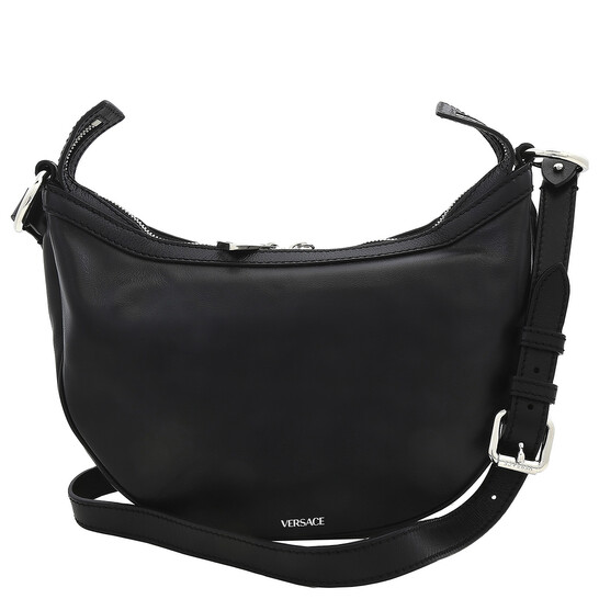 ショルダーバッグ・ポシェット VERSACE SMALL REPEAT HOBO BAG IN LLIC LEATHER Repeat Hobo Bag Black | VERSACE US