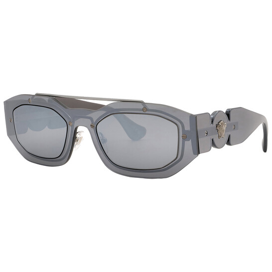 Versace Sunglasses VE2235 Biggie - Transparent Grey/Mirror Versace Transparent Grey Mirror Silver Geometric Unisex  main image 2
