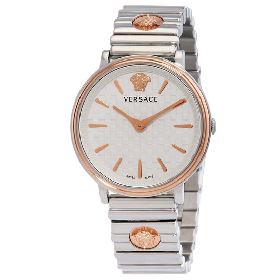 Versace V Circle Quartz Silver/White Dial Men