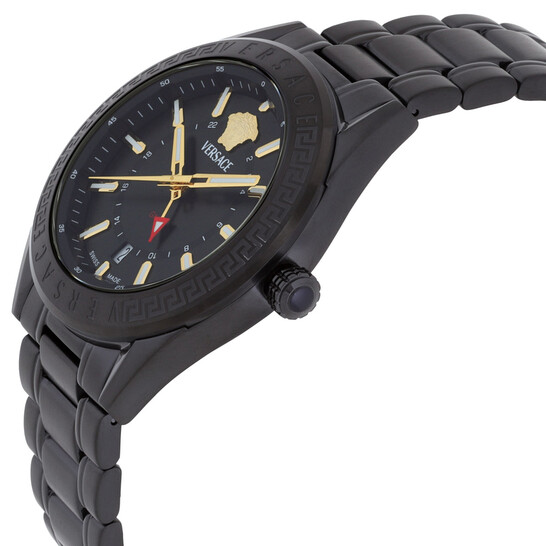Versace V-Code GMT Quartz Black Dial Men's Watch VEAFA0824