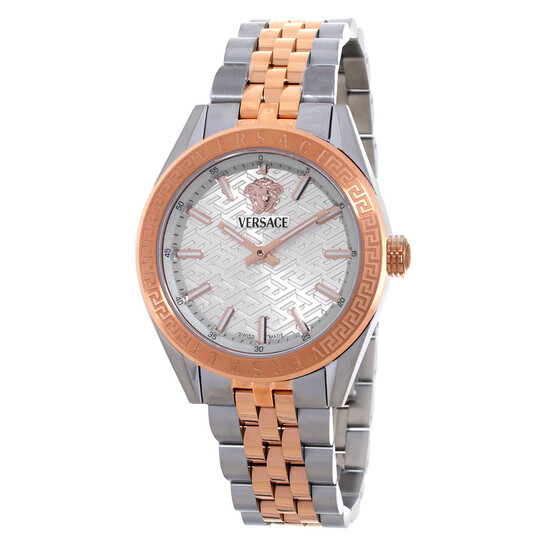 Versace Vanity Watch With 35mm Silver Face & Silver & RoseGold Bracelet. Versace Hellenyium Silver Dial Two Tone Steel Strap Watch  main image 2